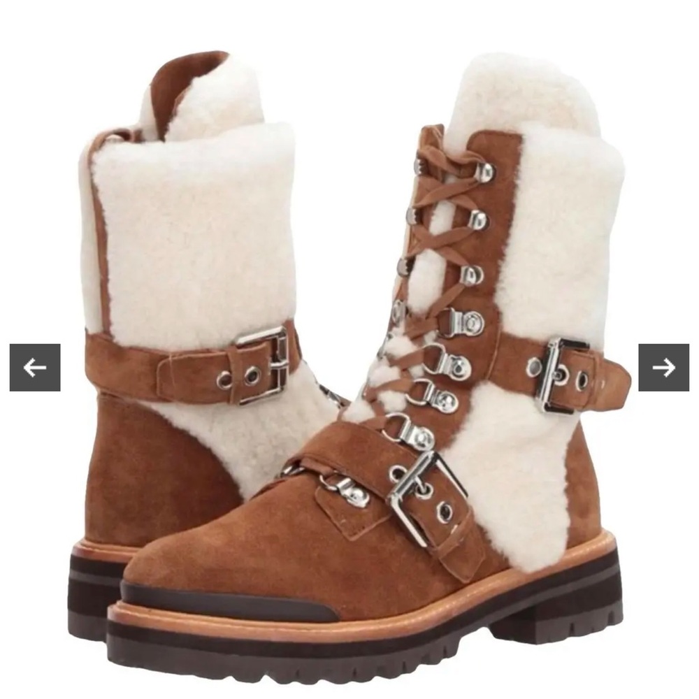 Sigerson Morrison Iris Suede Shearling Buckle Boots